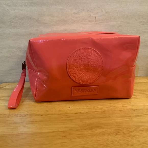 Versace Pink Cosmetic Bag with Embossed Logo - Picture 1 of 8